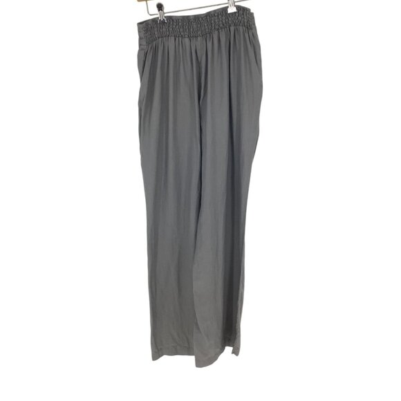 St. Tropez West Women Gray Linen Drawstring Wide-Leg Pants Size M Preppy Coastal - Picture 3 of 9
